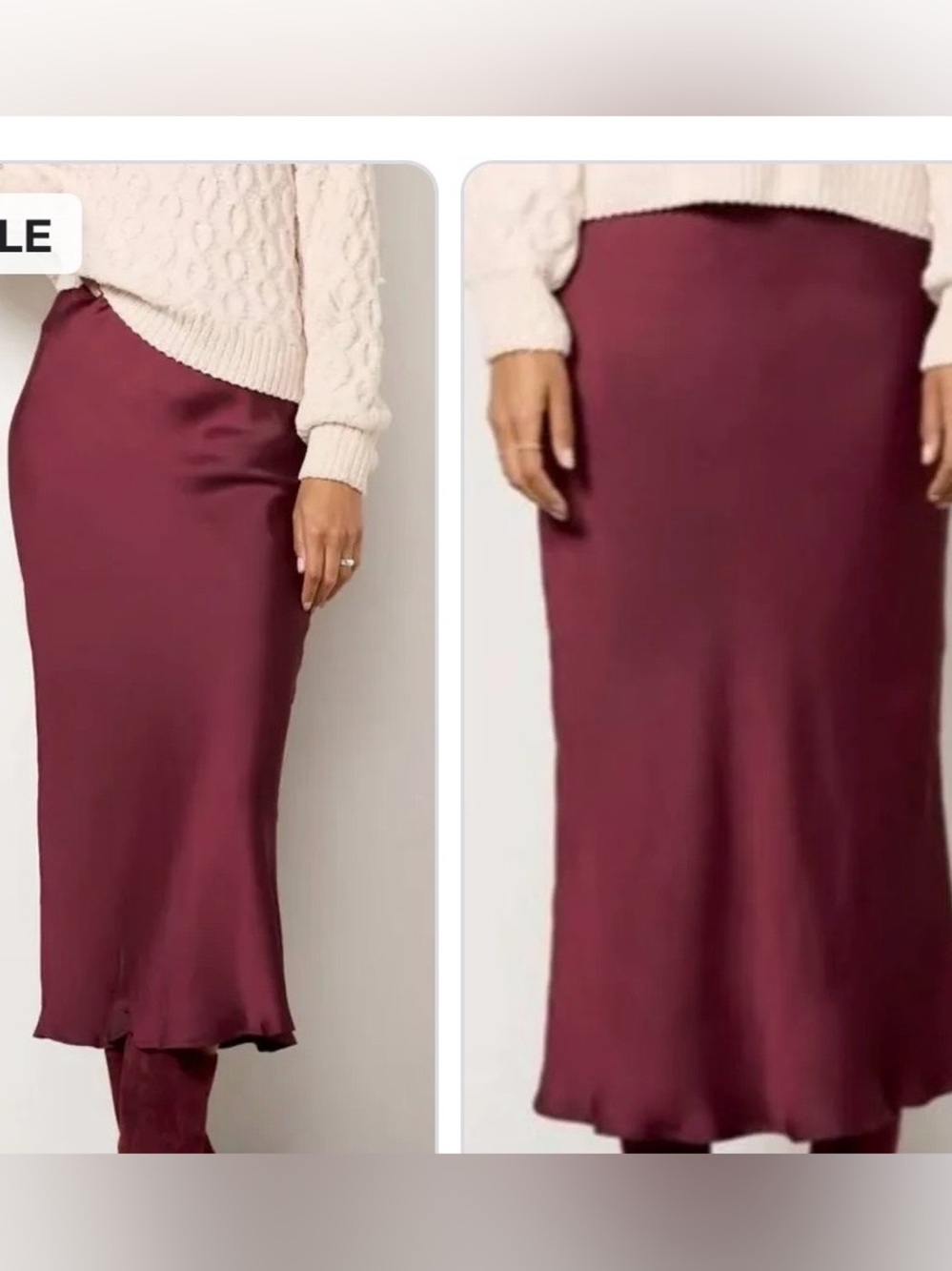 Evereve Maddie Satin Skirt Wine/Burgundy